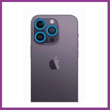 Bezos iPhone 12 Pro Max Uyumlu Neon Fosforlu Kamera Lens - Mavi Atg