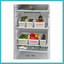 Defne Store 6?lı Buzdolabı Organizeri Düzenleyici Çok Amaçlı Dolap Düzenleyici Beyaz 12X30X14 cm Dfnbez