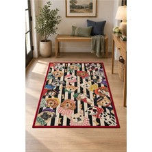 Rugs Modern Halı Dora Vintage Çizgili Desenli Kırık Beyaz, Bej ve Gri Ince Dokuma Taban Dekoratif Halı OZL594
