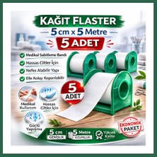 Vintessy Vıntessy Kağıt Flaster 5 cm x 5 M 5 Adet Medikal Sabitleme Bandı Hassas Ciltler Için BZS01