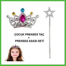 Bezos Çocuklar Için Taraklı Prenses Tacı ve Prenses Yıldız Asa Seti Gümüş Arz