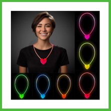 Bezos Karanlıkta Yanan Glow Kalp Şekilli Kolye 6 Renk 6 Adet Arz