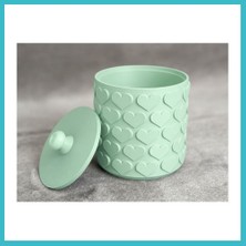 Defne Store 3D Baskı Kalp Desenli Kapaklı Saklama Kutusu - Iki Renkli Organizer - Mint Dfnbez
