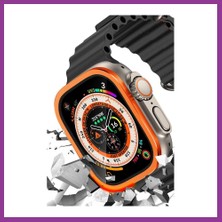 Bezos Watch Ultra 49MM Uyumlu Alüminyum Kasa Cam Ekran Koruyucu - Turuncu Atg