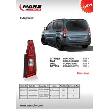 Mars STOP LAMBA DUYSUZ SAĞ DOBLO COMBİ 2023+ BERLİNGO COMBO LİFE 2019+ PROACE CİTY 2021+ 11171