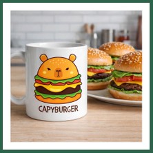 Vintessy Vıntessy Capyburger Tasarım Kupa Model 230 Sevimli Kapibara Burger Baskılı Seramik Kahve Kupası BZS01