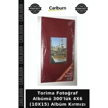 Carlburn Torima Fotoğraf Albümü 300'LÜK 4x6 (10X15) Albüm Kırmızı Resim Arşivi Kare Motifli Anı Saklama