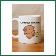Vintessy Vıntessy Capybara Mode On Yazılı Komik Tasarım Kupa Model 238 Sevimli Baskılı Seramik Kahve Kupası BZS01