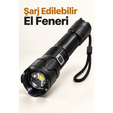 Lexroo Şarj Edilebilir LED El Feneri Dijital Göstergeli Alüminyum Gövde