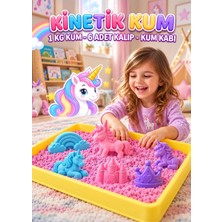 Farbu Oyuncak Pony Temalı Kinetik Kum 1000 gr 6 Adet 3D Kalıplı ve Kum Havuzlu Yapışmaz Kurumaz Oyuncak Kum Seti