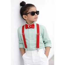 Algitsin O L A Çocuk Pantolon Askısı+Papyon Seti+1-12 Yaş Unisex