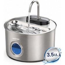 Haustier WF009LS-M Otomatik Kedi Su Çeşmesi 3.5lt Geniş Hazne SUS304 Çelik Ultra Sessiz Çok Katmanlı Filtrasyon