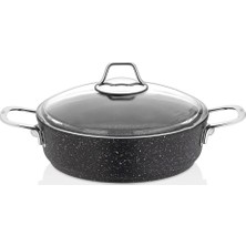 Falez Derin Tencere Black 26 cm. Karnıyarık Şık Tasarımlı Metal Saplı