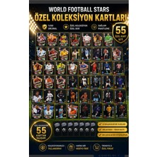 Oyuncak Sahili Futbol 55 Adet Kırılmaz Islanmaz Esnek Kart Siyah 3D Boyut Parlak Box Ronaldo Dünya Yıldızları Futbolcu Oyun Kartı Metalize Black Series