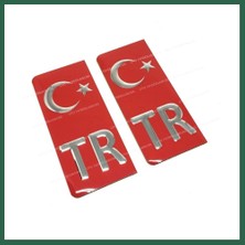 Vintessy Vıntessy Tr Plaka Arması Metal Etiket Sticker Kırmızı 2'li BZS01
