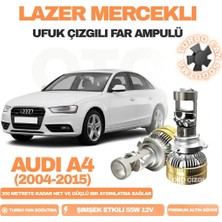 OtoÇizgi Audi A4 2004 - 2015  Kısa Far Uyumlu Mercek LED Ufuk Çizgili Far Ampulü LED Şimşek Etkili