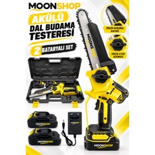 Moonshop Pro Seri 88DXF Çift Akü Otomatik Yağlamalı El Testeresi Ağaç Odun Dal Kesme Budama Testeresi.