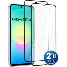 Coolacs Samsung Galaxy A27 ile Uyumlu Şeffaf Ekranı Tam Kaplayan 5d Cam Kırılmaz Cam Ekran Koruyucu 2 Adet