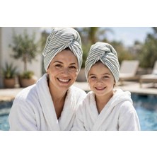 Anne Çocuk Pamuklu Saç Kurutma Havlu Bonesi | Çiftli Set