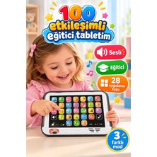 Farbu Oyuncak Sesli Işıklı Müzikli 100 Etkileşimli Alfabe Kelime Hayvanları Öğreten Eğitici Oyuncak Tablet