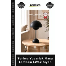Carlburn Delux Serisi Torima Yuvarlak Masa Lambası LW12 Siyah Şarjlı Lamba Çalışma Işığı Dekoratif Işık