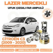 OtoÇizgi Citroën C3 2009 - 2020 Kısa Far Uyumlu Mercek LED Ufuk Çizgili Far Ampulü LED Şimşek Etkili