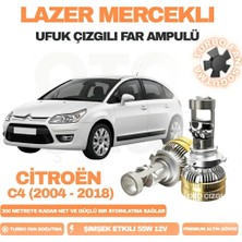 OtoÇizgi Citroën C4 2004 - 2018 Kısa Far Uyumlu Mercek LED Ufuk Çizgili Far Ampulü LED Şimşek Etkili