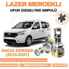 OtoÇizgi Dacia Dokker 2012 - 2021 Kısa Far Uyumlu Mercek LED Ufuk Çizgili Far Ampulü LED Şimşek Etkili