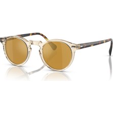 Oliver Peoples Gregory Peck Sun Özel Seri Güneş Gözlüğü OV5217S1485W4 Buff/dark Tortoise Brown Gold Mirror Mg 50 Ekartman