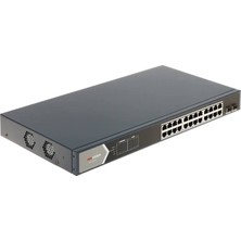 Hikvision Hıkvısıon 24PORT Poe 225W 2-Sfp Gigabit Yönetilemez Switch DS-3E0526P-E/M