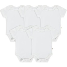 Civil Baby 5'li Çıtçıtlı Badi Seti | Pamuklu Kısa Kol | Ribana Bebek Atlet Badi - Beyaz