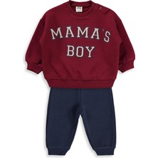 Civil Baby Mama's Boy Baskılı 6-18 Ay Takım - Koyu Bordo-Koyu Indigo