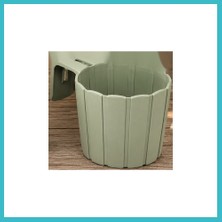 Defne Store 3D Baskı Askılı Balkon Saksısı Dikey Çizgili Dekoratif Çiçek ve Aromatik Bitki Saksısı - Adaçayı Yeşili Dfnbez