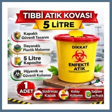 Bezos Tıbbi Atık Kovası 5 Litre 1 Adet Kapaklı Tıbbi Atık Kutusu Enfekte Atık Kovası Bbz