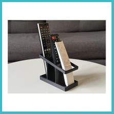 Defne Store 3D Baskı Üç Bölmeli Basamaklı Kumanda Standı Modern Kumanda Tutucu Siyah Dfnbez