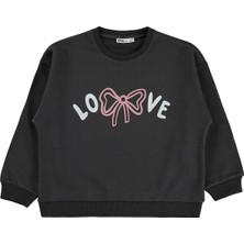 Civil Girls Love Baskılı 6-9 Yaş Sweatshirt - Gri