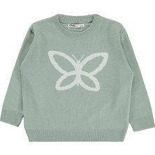 Civil Girls Kelebek Desenli 2-5 Yaş Kazak  - Yeşil