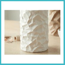 Defne Store 3D Baskı Buruşuk Kağıt Görünümlü Kalemlik Modern Masaüstü Organizer Dokulu Kalem Tutucu 10 cm - Beyaz Dfnbez