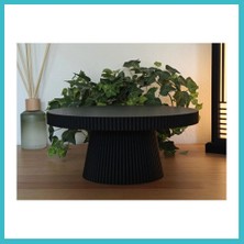 Defne Store 3D Baskı Japandi Tarzı Ayaklı Dekoratif Tepsi Çizgili Kek Sunum Standı Siyah 24 cm Dfnbez
