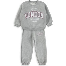 Civil Girls London Baskılı 2-5 Yaş Eşofman Takımı - Gri