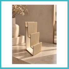 Defne Store 3D Baskı Üç Katlı Gözlük Standı Güneş Gözlüğü Tutucu Çizgili Masaüstü Gözlük Organizeri Krem Dfnbez