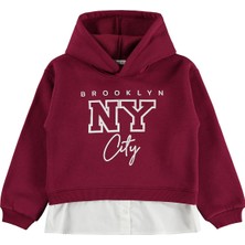 Civil Girls Brooklyn Baskılı 10-13 Yaş Sweatshirt - Bordo