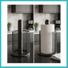 Defne Store 3D Baskı Petek Delikli Ayaklı Kağıt Havlu Standı Modern Kağıt Havluluk Mutfak Tezgâh Havlu Tutucu Siyah Dfnbez