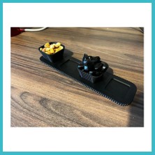 Defne Store 3D Baskı Kaseli Çerezlik Sunum Tepsisi Çizgili Kaseli Atıştırmalık Seti Ceviz ve Kuruyemiş Tabağı Siyah Dfnbez