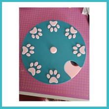 Defne Store 3D Baskı Köpek Zeka Oyuncağı Dönen Diskli Ödül Mama Oyuncağı Pati Desenli Turkuaz Pembe Dfnbez