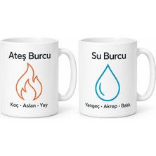 Defne Store Ateş Burcu ve Su Burcu 2'li Porselen Kupa Seti - Model 408 Dfnbez
