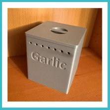Defne Store 3D Baskı Sarımsak Saklama Kutusu Havalandırma Delikli Kapaklı Sarımsak Kabı Mutfak Saklama Kutusu Gri Dfnbez