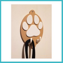 Defne Store 3D Baskı Pati Şeklinde Köpek Tasma Askısı Duvara Monte Tasma ve Aksesuar Askılığı Bej Beyaz Dfnbez