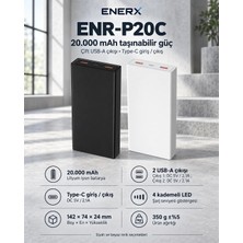 Enerx ENR-P20C 20.000 mAh Hızlı Powerbank (2,1 A) – Çift Çıkış, Siyah