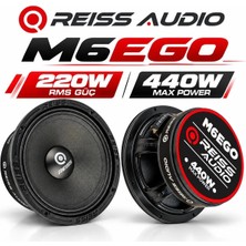 Reiss Rs-M6EGO Çifti 16cm 440WAT 220RMS Midrange Oto Hoparlör Metal Kapaklı 2 Adet